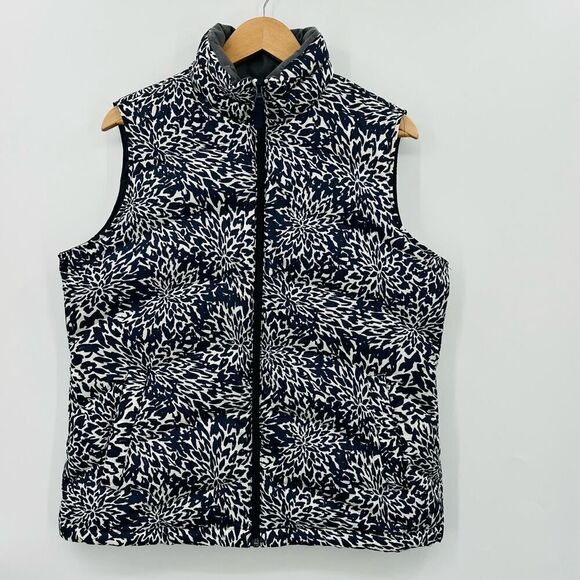 Lands' End Quilted Puffer Down Vest Womens Medium full zip snap pockets - Picture 1 of 9